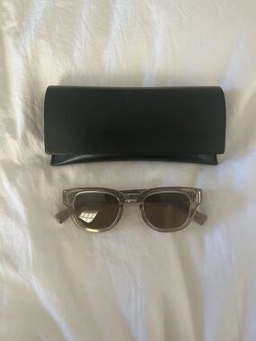 Saint Laurent Clear Taupe Round Sunglasses with Black Case